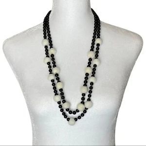 J. crew black & white POM POM bead necklace